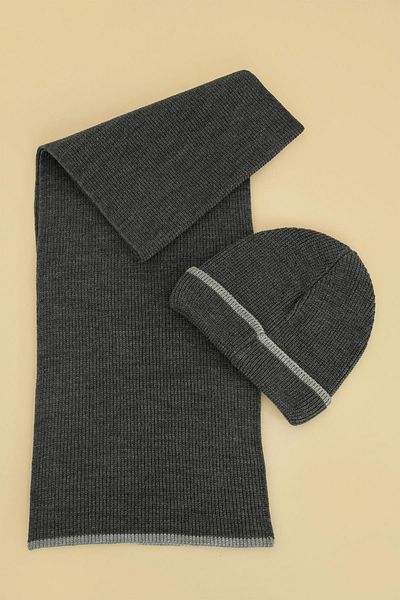 CHUBA Anthracite Thessaloniki Knit Scarf Beanie Set for Kids Ages 7-9 and 10-12 - Chkıds106