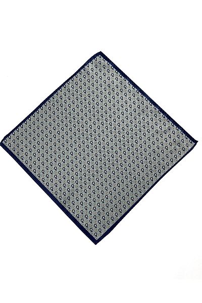 PİERRONİ Gray Navy Blue Patterned Handkerchief