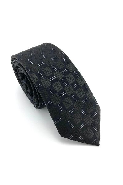 PİERRONİ Black and White Patterned Slim Tie