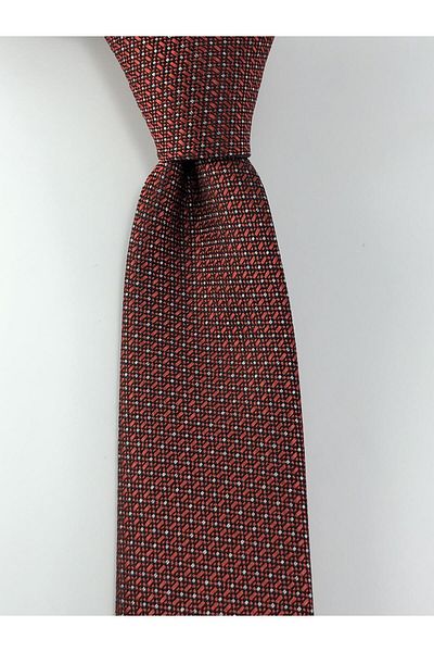 PİERRONİ Red and White Dotted Slim Tie