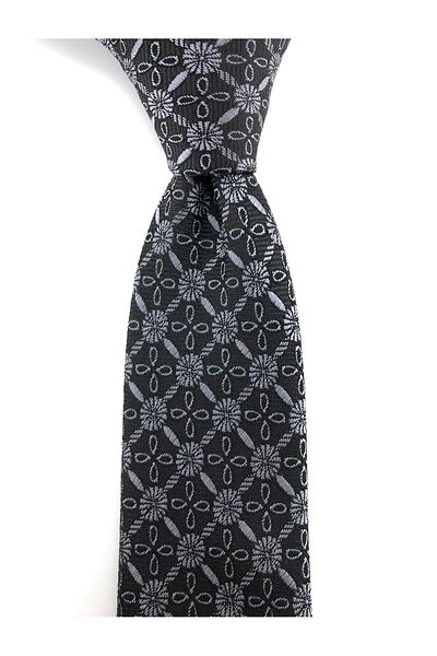 PİERRONİ Black Smoked Patterned Slim Tie