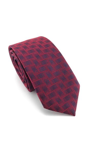 PİERRONİ Burgundy Navy Blue Patterned Slim Tie