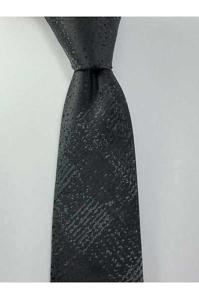 PİERRONİ Black Smoked Shadow Pattern Handkerchief Tie
