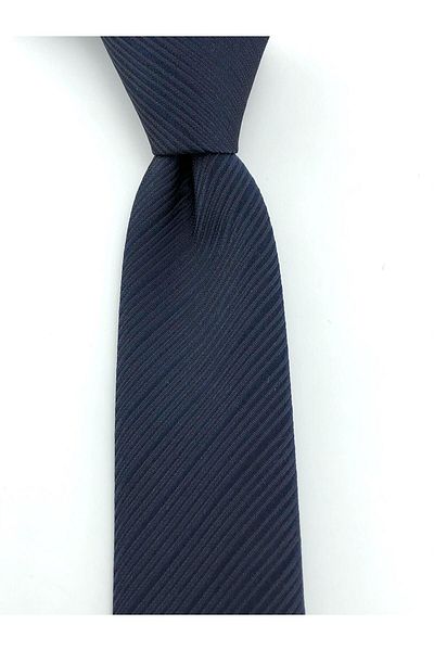 PİERRONİ Navy Blue Striped Slim Tie