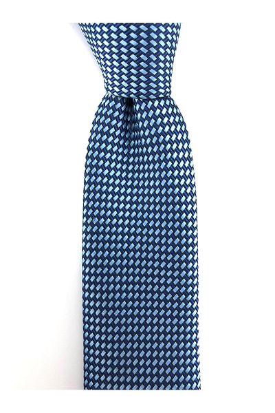 PİERRONİ Blue Navy Blue Patterned Slim Tie