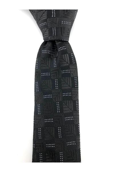 PİERRONİ Black and White Patterned Slim Tie