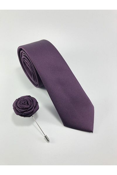 PİERRONİ Plain Dobby Pattern Collar Pin Set Necktie