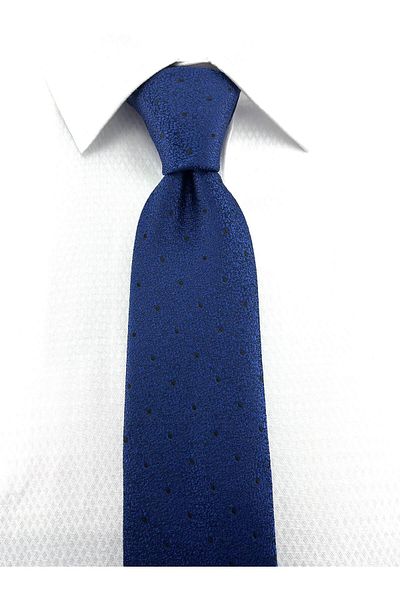 PİERRONİ Light Navy Blue Black Dotted Handkerchief Tie