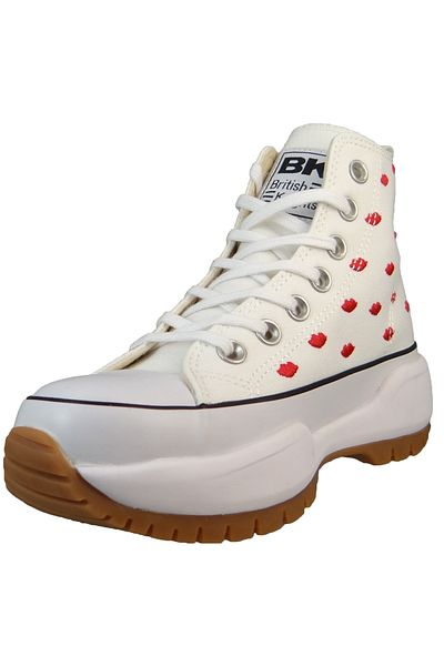 British Knights Damen High Sneaker Kaya Mid Fly High Top B51-3714 Weiß 03 White/Red Lips Textil