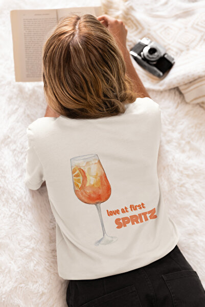 Love At First Spritz Sırt Baskılı Oversize T-Shirt