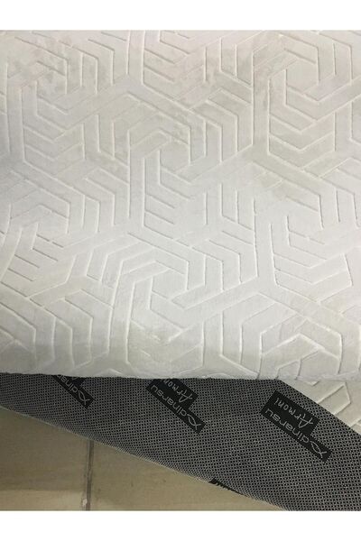 AKSU Krem Jel Kaymaz Taban Yıkanabilir Yumuşak Yüzey Kesme Halı Yolluk