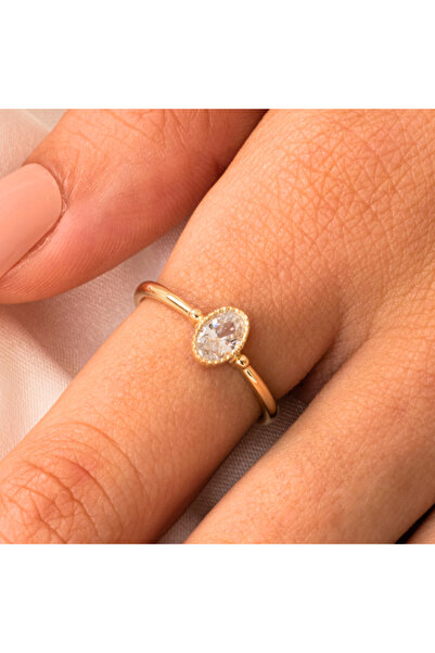 FasekGold 0.35 Karat Signity Taşlı Güverseli Tektaş 925 Ayar Gümüşyüzük