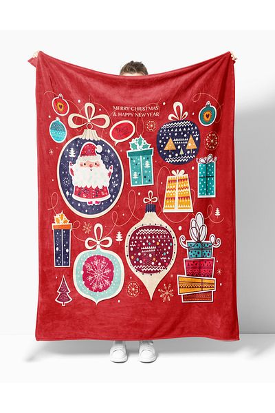 Erays Home Christmas & Christmas Patterned Fleece Blanket Tv Blanket Merry Christmas