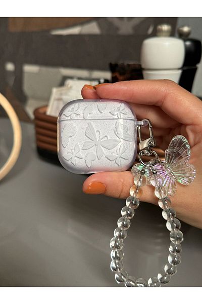 daystar AirPods 4Th Butterfly Printed and Beaded Earphone Case Compatible with Generation