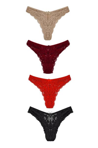 GECKO COLLECTION Γυναικεία εσώρουχα Brazilian Lace 4 τεμαχίων
