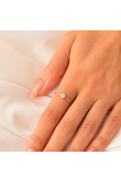 FasekGold 0.50CT Oval Sade Minimal Pırlanta(Signty Taşlı)Tasarım Gümüş Tektaş-Pırlanta Oval Gümüş Tektaş Yüzük