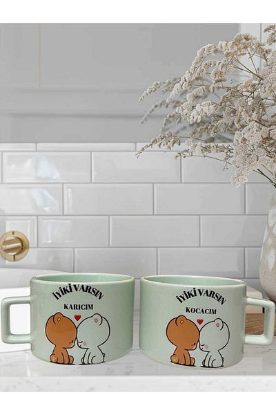 GameFruy Set of 2 You'Re Okay - Pastel Green Mug with My Husband and My Husband Written