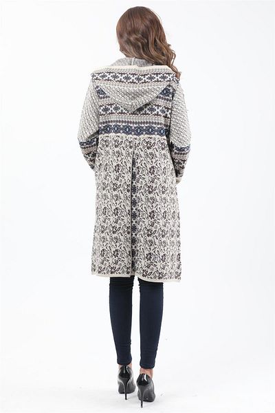 Uludağ Triko Cardigan cu glugă cu model de piatră pentru femei