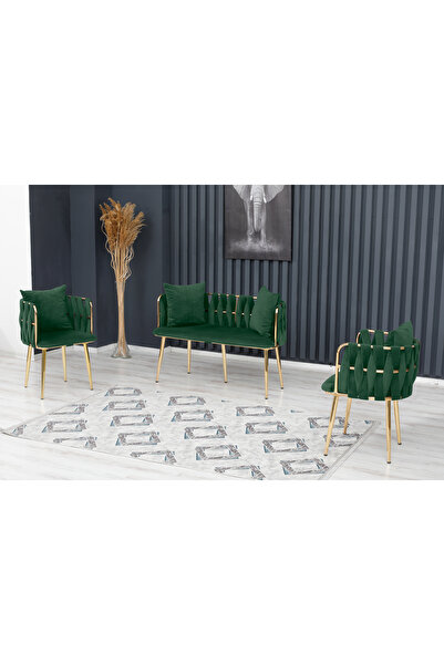 Rozexi Sarmaşık Çay Seti Takımı Koltuk Takımı Oturma Odası Kafe Antre Hol Ofi...