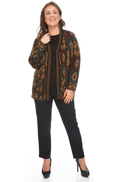 Uludağ Triko Cardigan Kilim pentru femei cu modele etnice - Cu buzunare