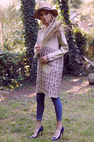 Uludağ Triko Cardigan Kilim pentru femei cu buzunar de piatră și glugă