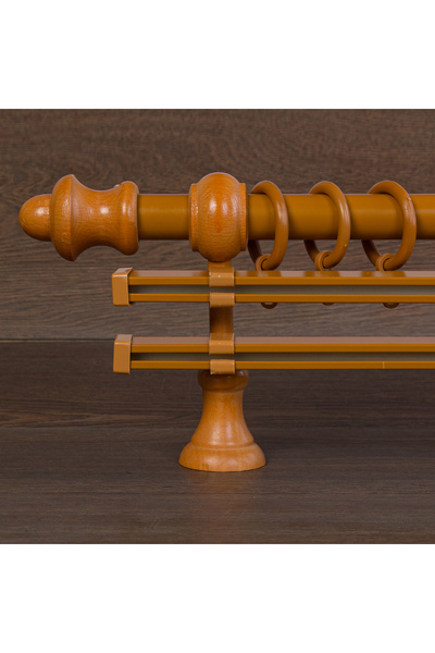 wenthi Suport pentru perdele din lemn de stejar rustic cu două șine Venti 240 cm