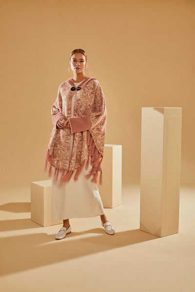 Uludağ Triko Woman's Pink Hooded Towel Poncho