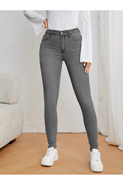 CEDY DENIM Dámské s vysokým pasem úzká noha Super Skinny Fit Strečové ke kotníkům Džínové džínové kalhoty C596-antracit