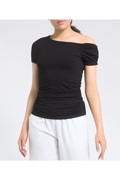 Kübra Tekstil Lupinn Moda Μαύρη Γυναικεία Μπλούζα-Τοπ-Μπλουζάκι με Κοντό Μανί...