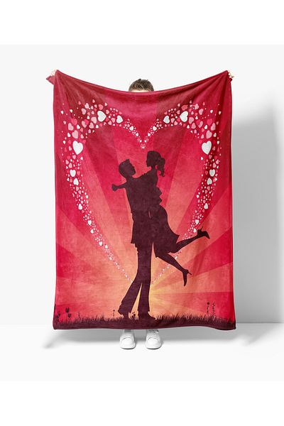 Erays Home Valentine's Day Patterned Printed Fleece Blanket Tv Blanket
