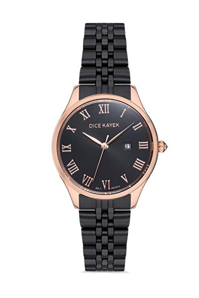 Dice Kayek Dk.1.Ag1214.07 Black Women's Wristwatch with Calendar Display 5 Atm Water Resistant Steel Band