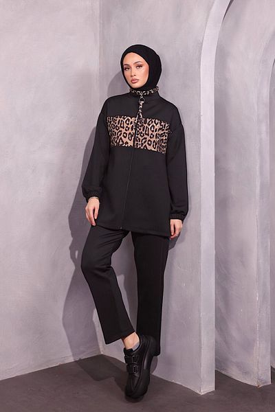 HİFADEN Γυναικείο Leopard Pattern Scuba Hijab Σετ δύο τεμαχίων