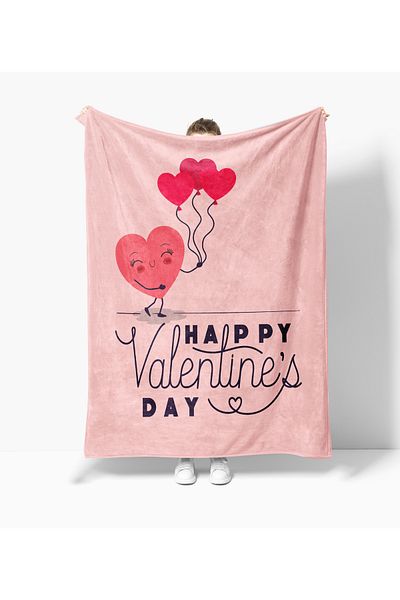Erays Home Valentine's Day Patterned Printed Fleece Blanket Tv Blanket