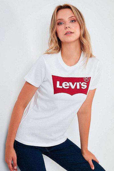 Levi's Γυναικείο λευκό μπλουζάκι Housemark Logo - 17369-1310