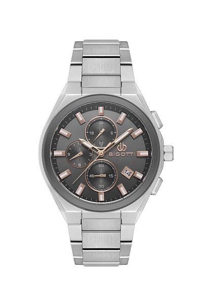 Bigotti Bg.1.10574-5 Men's Metallic Wristwatch - Steel Plated, Functions Active
