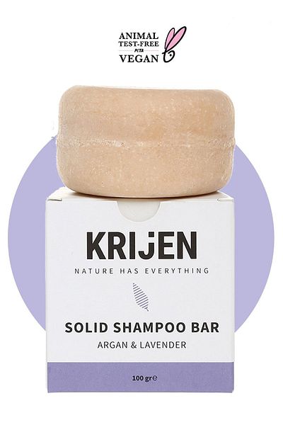 Krijen Argan & Lavender Solid Shampoo |   Mixed Hair/Sles, No Dye, No Salt, Vegan-100Gr