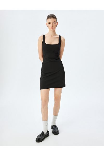 Koton Μίνι φόρεμα Crepe Scuba Fabric U Neck Slim Fit Strap