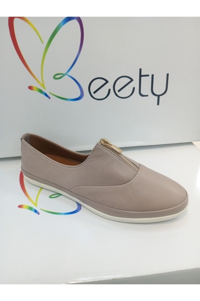 Beety 21by111.49 vizon rengi hakiki deri Ortapedik günlük babet
