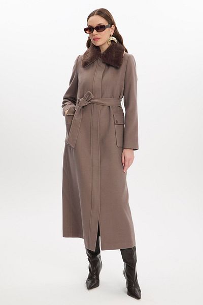 Zühre Γούνινο γιακά με λεπτομέρεια τσέπης Mink Coat 13673