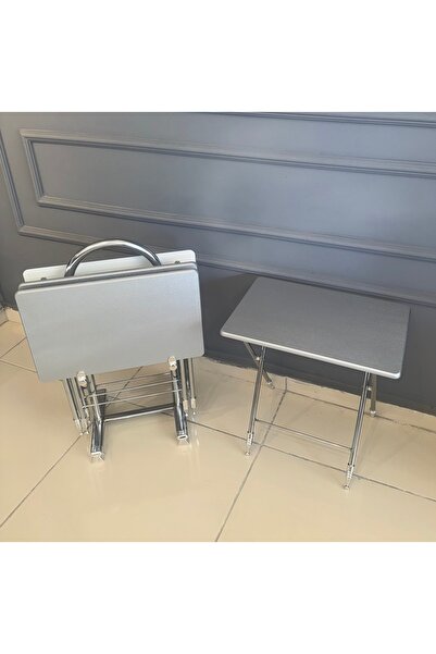 eralya Zigon Çanta Zigon 4’lü Çay Sehpası, Servis Sehpası, Metal Ayaklı Katla...