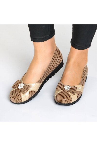 İriadam 18539 Mink Drop Print Large Size Ballerinas