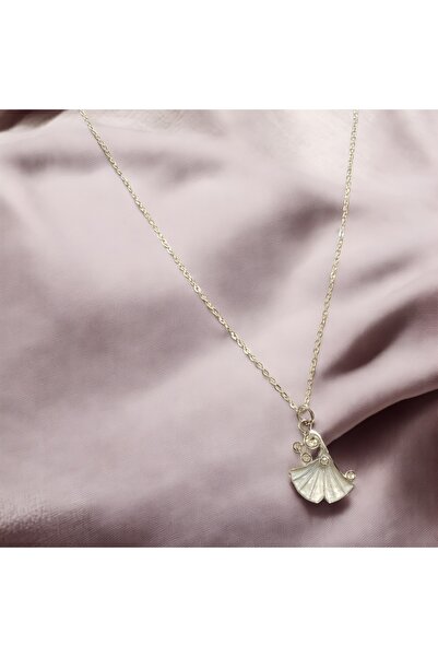 SAYILI COLLECTION White Stone Detailed Oyster Necklace Non Tarnish Women's Necklace