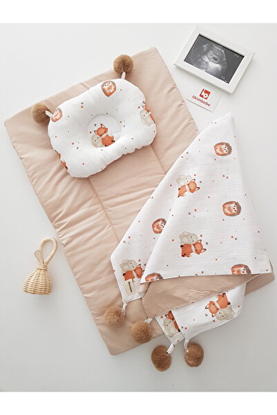 ib ilkimbebe طقم حفاضات أطفال مع بطانية - وسادة، موسلين، حديثي الولادة، سرير ...