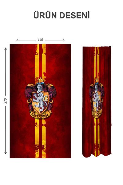 Doruklar Home Collection Digital Printing Washable Harry Potter Pattern 2 Wings Baby and Children's Room Background Curtain