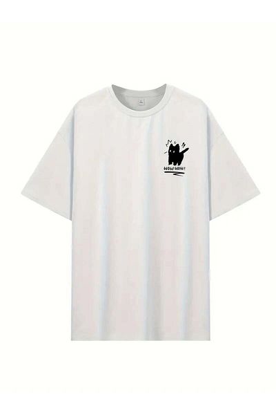 Touz Moda Πίσω εμπριμέ Wow Cat White Unisex μπλουζάκι