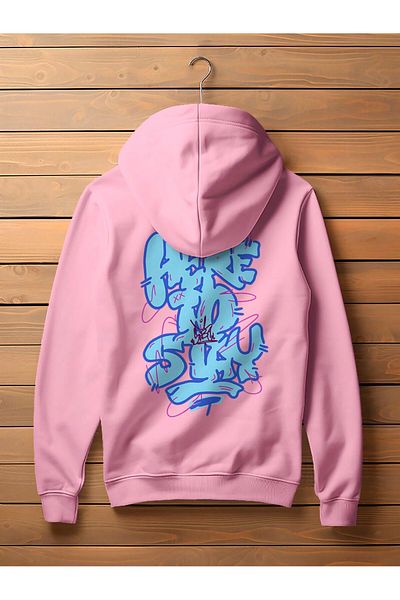 BukuriCO Unisex 3-Thread Cotton Here to Stay Back Printed Raster Oversize Hooded Sweatshirt