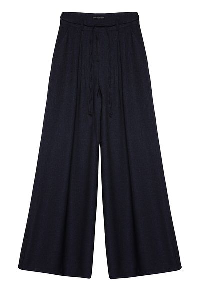 Quzu Wide Leg Lace Detailed Fabric Trousers