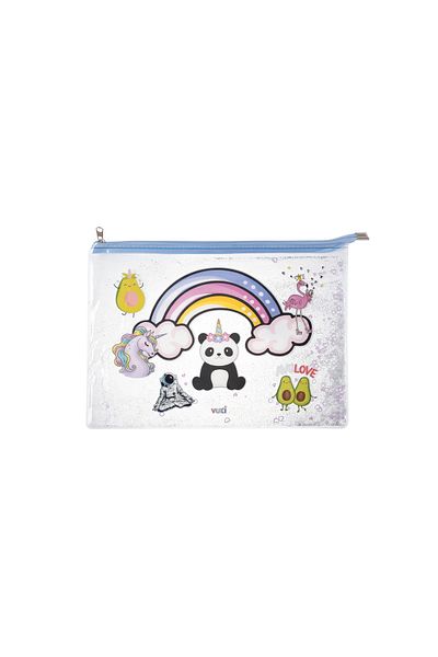 VUKİ Vuki Mix Clear A4 File with Silvery and Watery Zipper