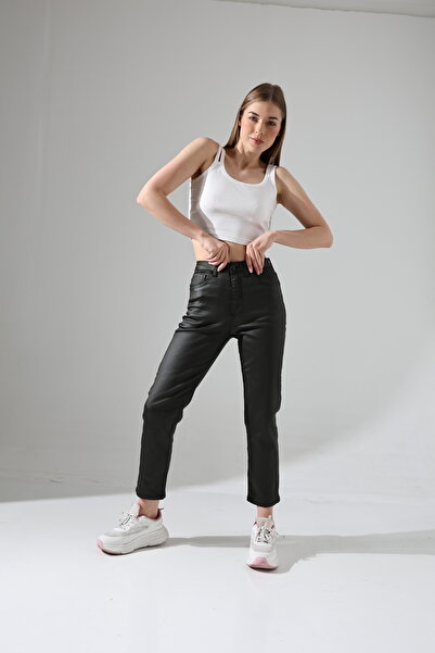 KAGAWA Kadın Yüksek Bel Mumlu Mom Jean