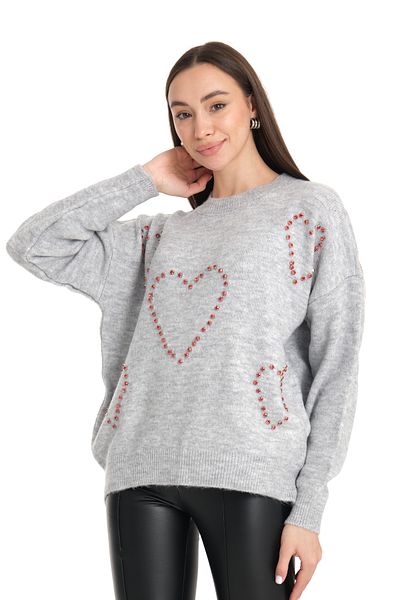 jöns since 1997 Pulover oversize model inimă de piatră pentru femei